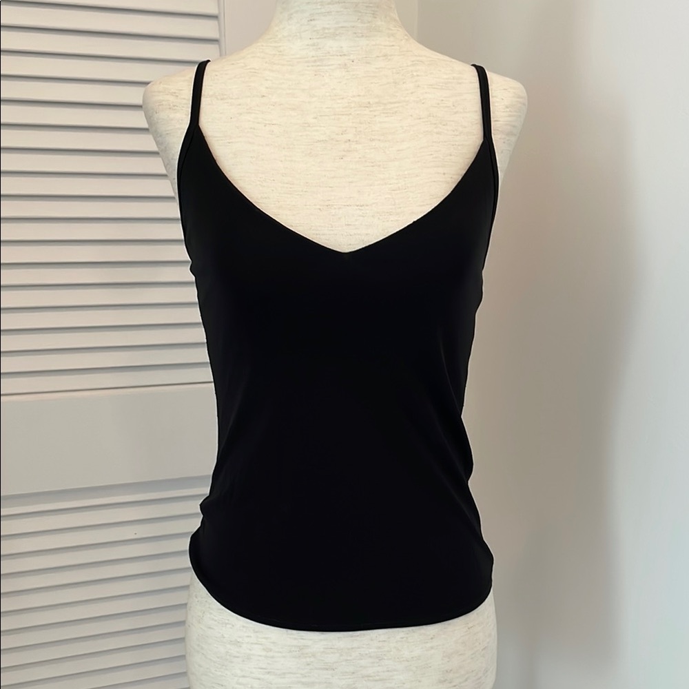 Black cami crepe v neck strappy  top